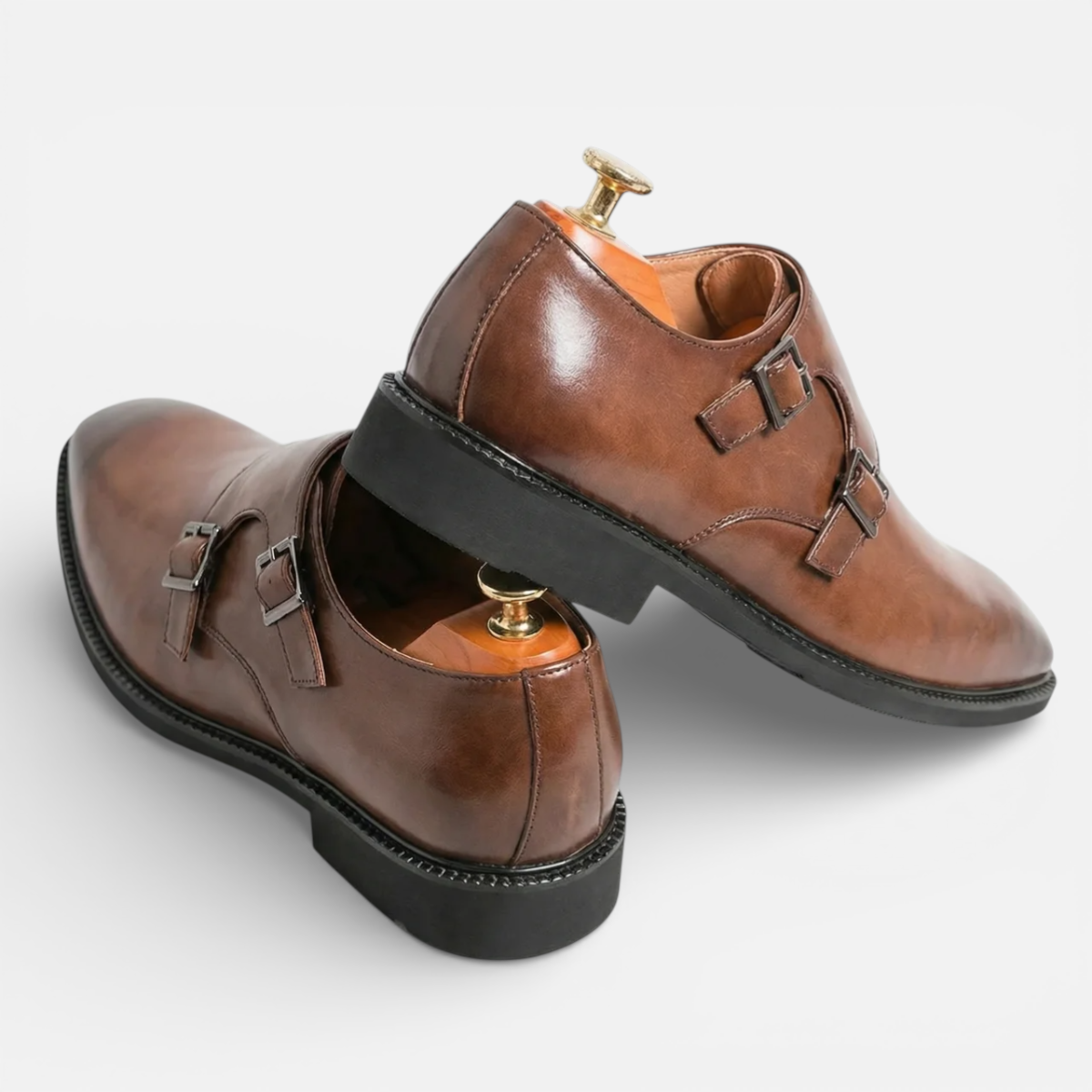 Presvell | Men’s Leather Monk Strap Oxford Shoes - Formal Wear