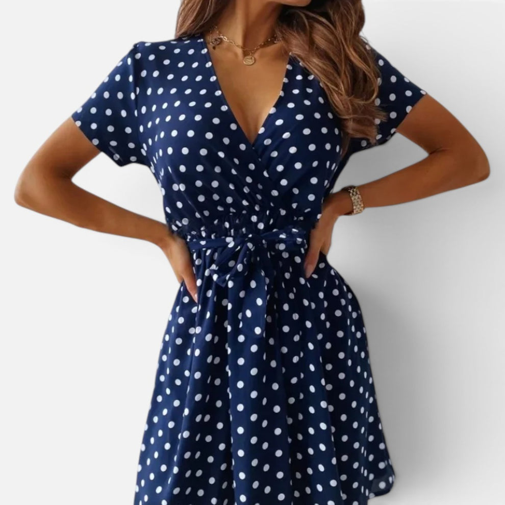 Presvell | Women’s Elegant Polka Dot Dress – Comfortable Lightweight Fit
