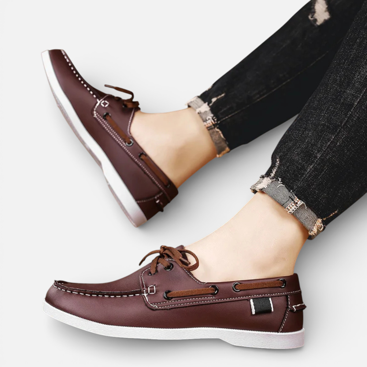 Presvell | Men’s Leather Boat Shoes - Slip On Casual Shoes