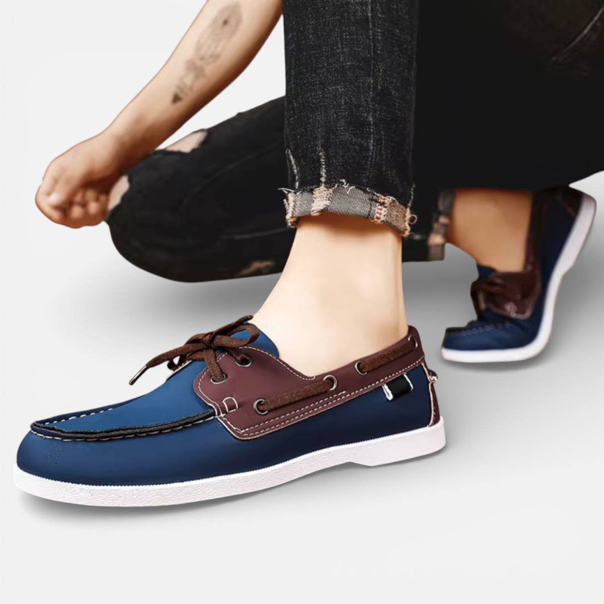 Presvell | Men’s Leather Boat Shoes - Slip On Casual Shoes