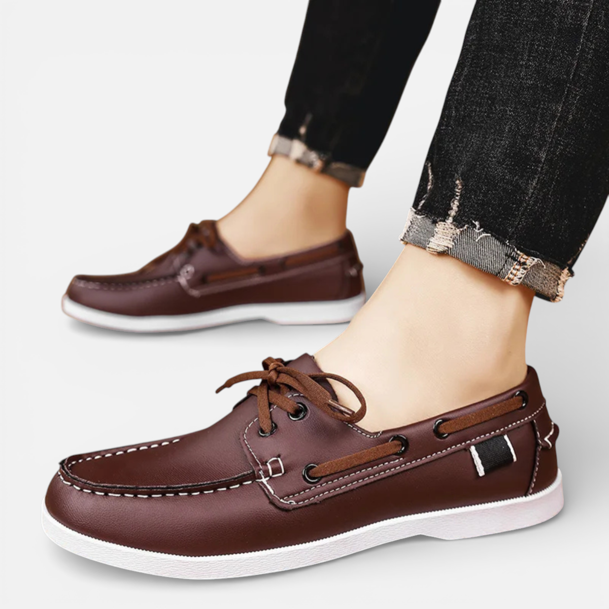 Presvell | Men’s Leather Boat Shoes - Slip On Casual Shoes