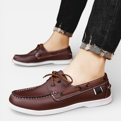 Presvell | Men’s Leather Boat Shoes - Slip On Casual Shoes