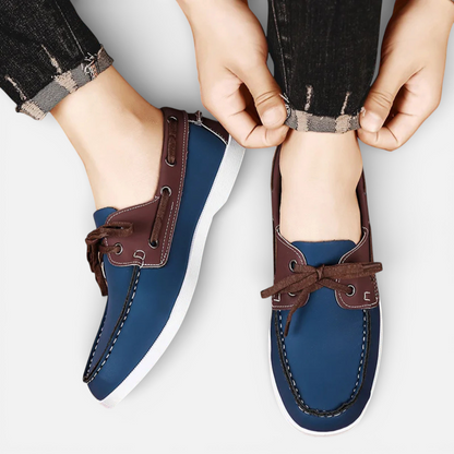 Presvell | Men’s Leather Boat Shoes - Slip On Casual Shoes