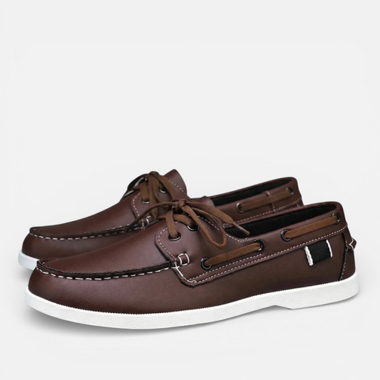 Presvell | Men’s Leather Boat Shoes - Slip On Casual Shoes