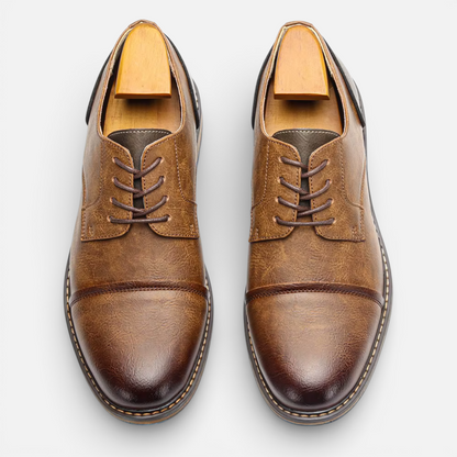 Presvell l Men’s Leather Derby Shoes - Lace Up Formal Shoes