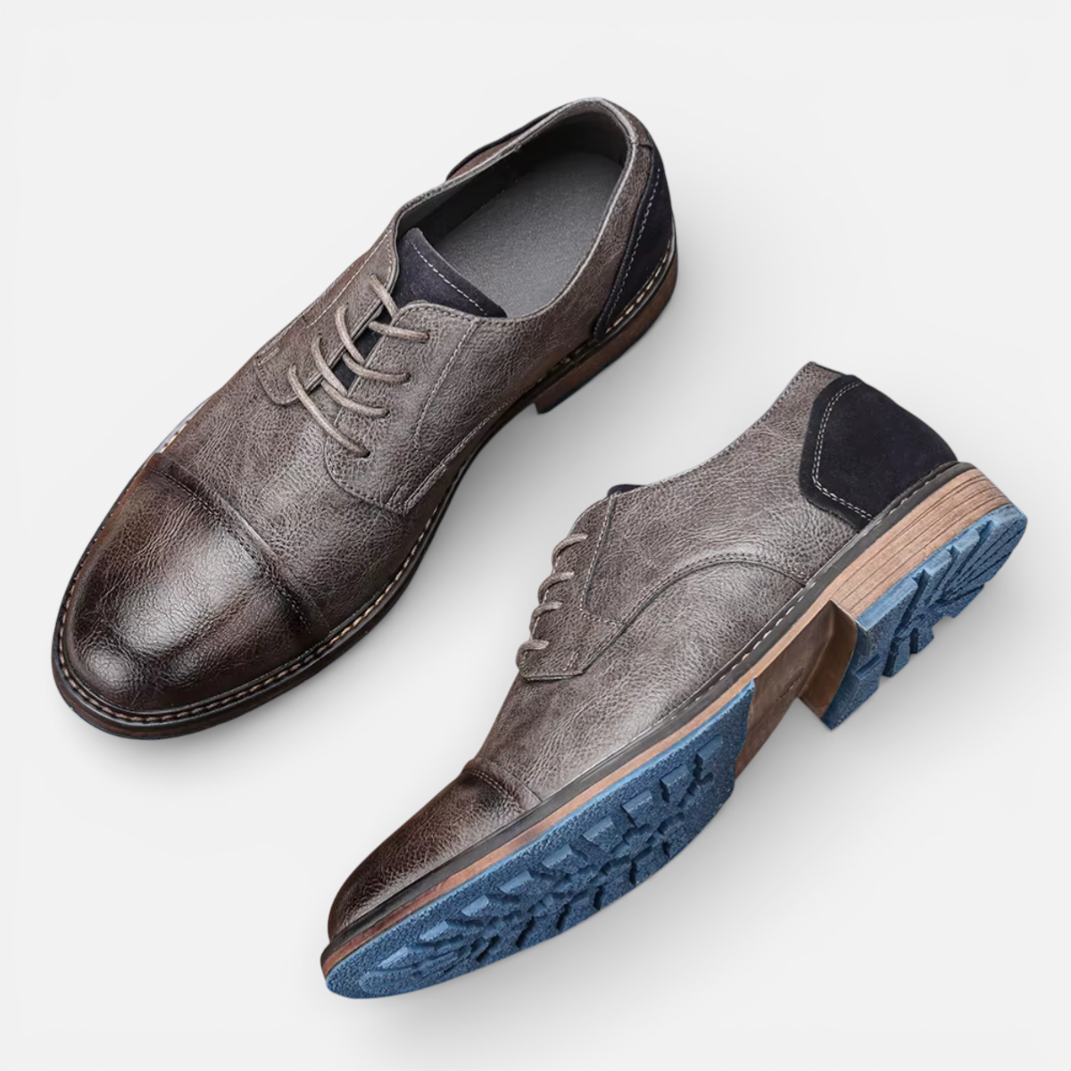 Presvell l Men’s Leather Derby Shoes - Lace Up Formal Shoes