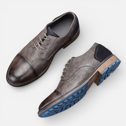 Presvell l Men’s Leather Derby Shoes - Lace Up Formal Shoes
