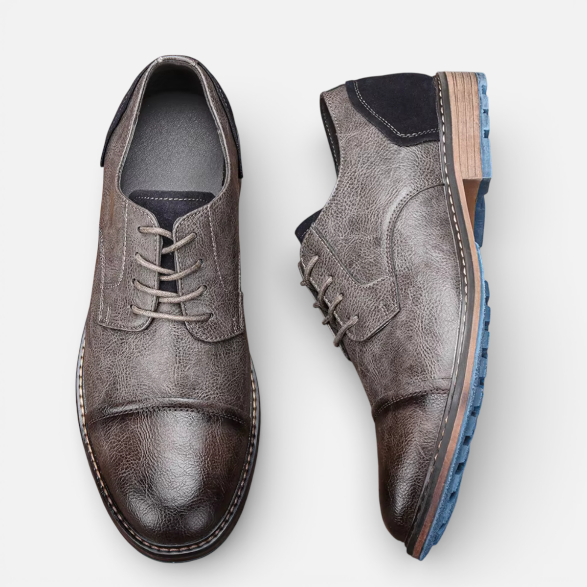 Presvell l Men’s Leather Derby Shoes - Lace Up Formal Shoes