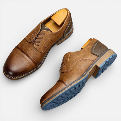 Presvell l Men’s Leather Derby Shoes - Lace Up Formal Shoes