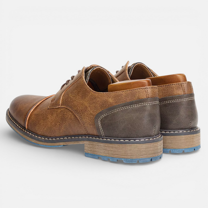 Presvell l Men’s Leather Derby Shoes - Lace Up Formal Shoes