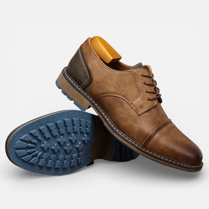 Presvell l Men’s Leather Derby Shoes - Lace Up Formal Shoes
