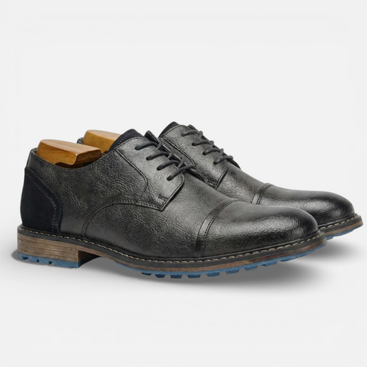 Presvell l Men’s Leather Derby Shoes - Lace Up Formal Shoes