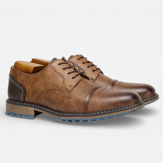 Presvell l Men’s Leather Derby Shoes - Lace Up Formal Shoes