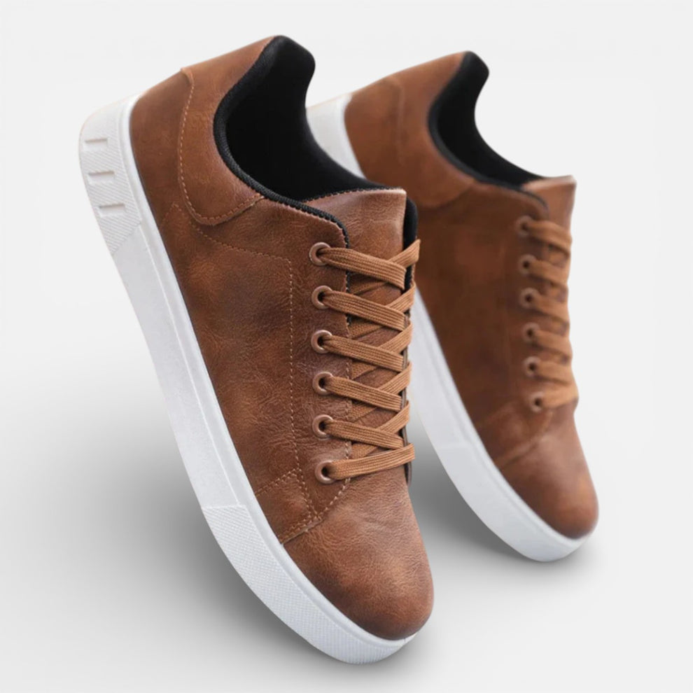 Presvell | Men’s Leather Sneakers - Durable Everyday Comfort