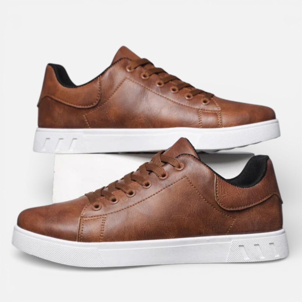 Presvell | Men’s Leather Sneakers - Durable Everyday Comfort