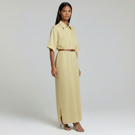 Presvell | Women’s Linen Midi Dress - Lightweight Summer Wear