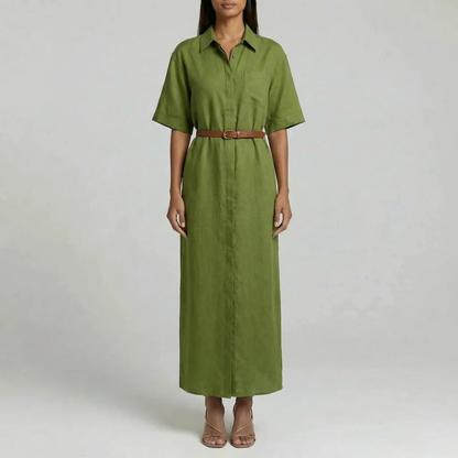 Presvell | Women’s Linen Midi Dress - Lightweight Summer Wear