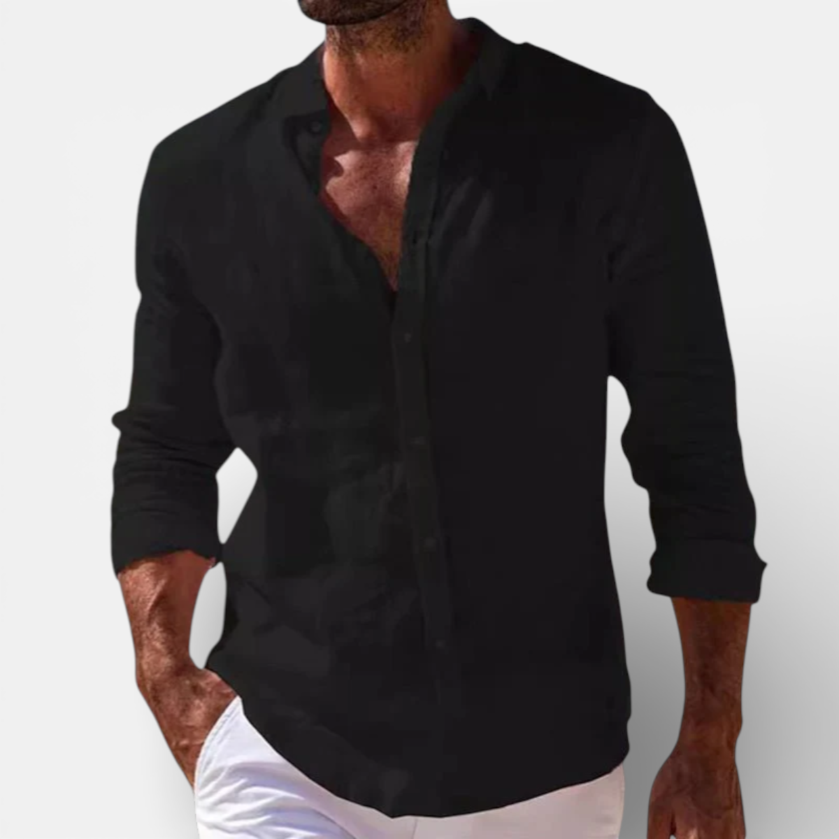 Presvell | Men’s Linen Shirt - Lightweight Summer Smart Casual