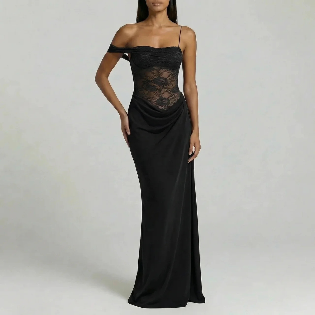 Presvell | Women’s Satin Maxi Dress - Elegant Evening Occasion
