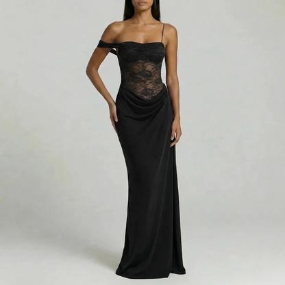 Presvell | Women’s Satin Maxi Dress - Elegant Evening Occasion