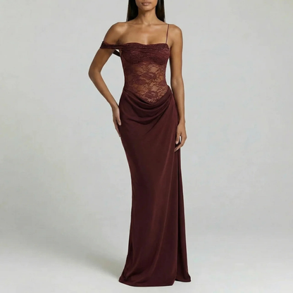 Presvell | Women’s Satin Maxi Dress - Elegant Evening Occasion