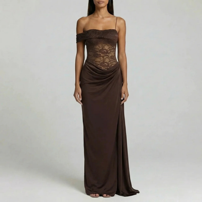 Presvell | Women’s Satin Maxi Dress - Elegant Evening Occasion