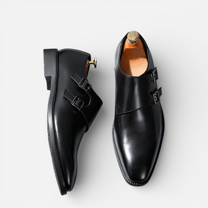 Presvell | Men’s Leather Monk Strap Oxford Shoes - Formal Wear