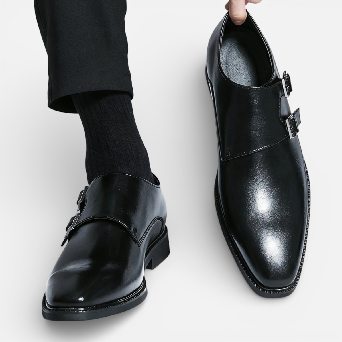 Presvell | Men’s Leather Monk Strap Oxford Shoes - Formal Wear