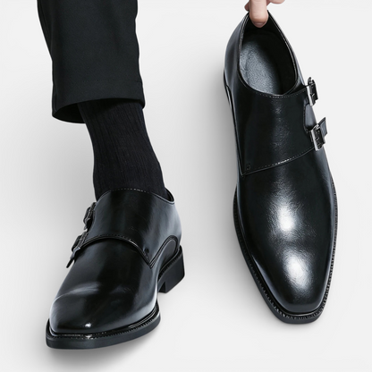 Presvell | Men’s Leather Monk Strap Oxford Shoes - Formal Wear