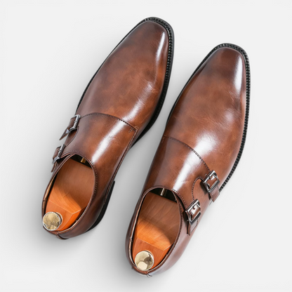 Presvell | Men’s Leather Monk Strap Oxford Shoes - Formal Wear
