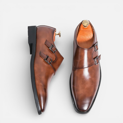 Presvell | Men’s Leather Monk Strap Oxford Shoes - Formal Wear