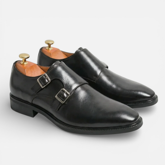 Presvell | Men’s Leather Monk Strap Oxford Shoes - Formal Wear