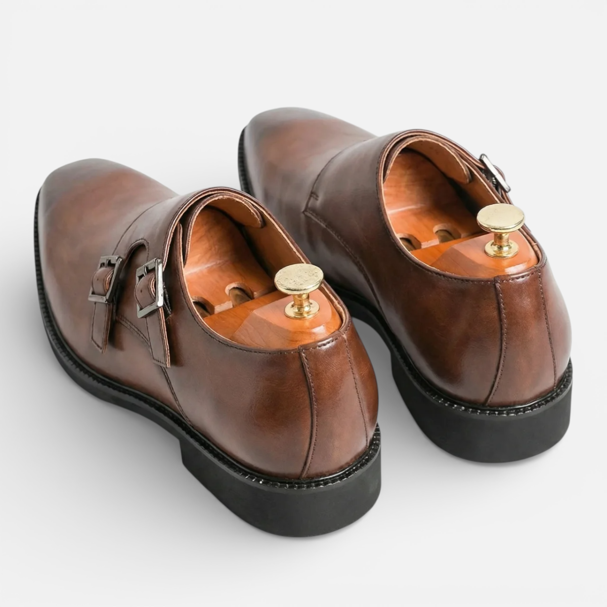 Presvell | Men’s Leather Monk Strap Oxford Shoes - Formal Wear