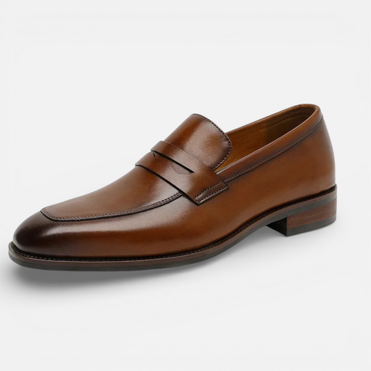 Presvell | Men’s Leather Penny Loafers - Slip On Formal Shoes