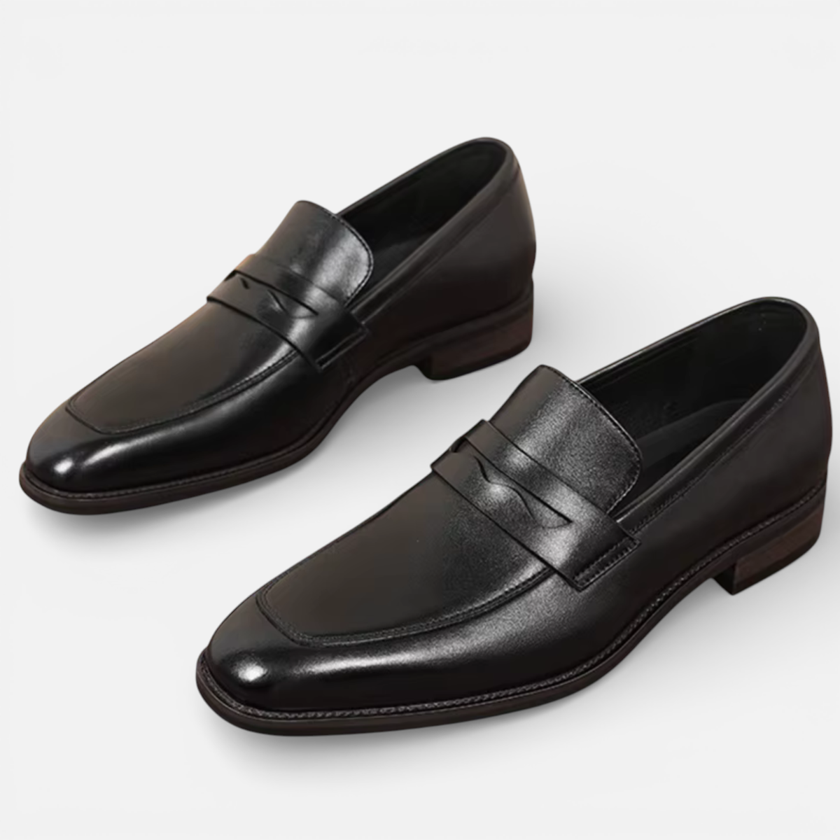 Presvell | Men’s Leather Penny Loafers - Slip On Formal Shoes