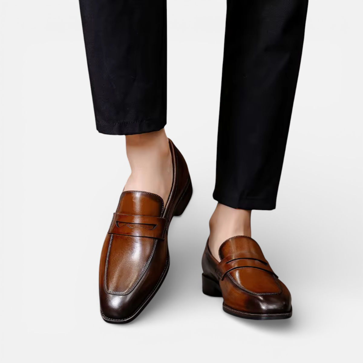 Presvell | Men’s Leather Penny Loafers - Slip On Formal Shoes