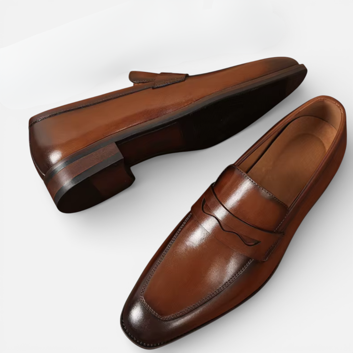 Presvell | Men’s Leather Penny Loafers - Slip On Formal Shoes