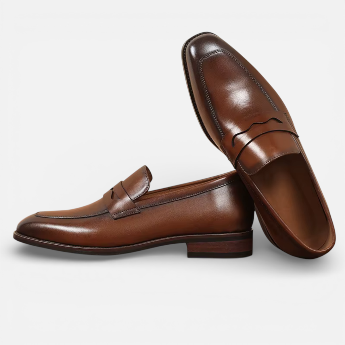 Presvell | Men’s Leather Penny Loafers - Slip On Formal Shoes