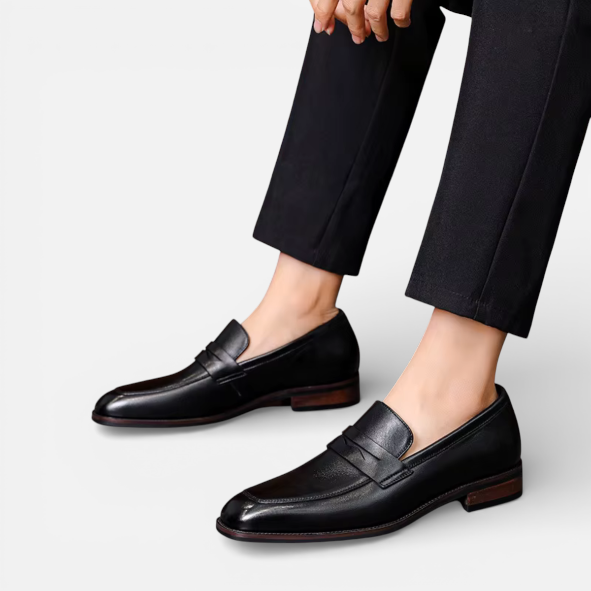 Presvell | Men’s Leather Penny Loafers - Slip On Formal Shoes