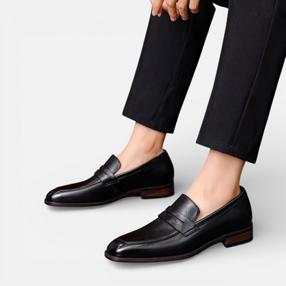 Presvell | Men’s Leather Penny Loafers - Slip On Formal Shoes