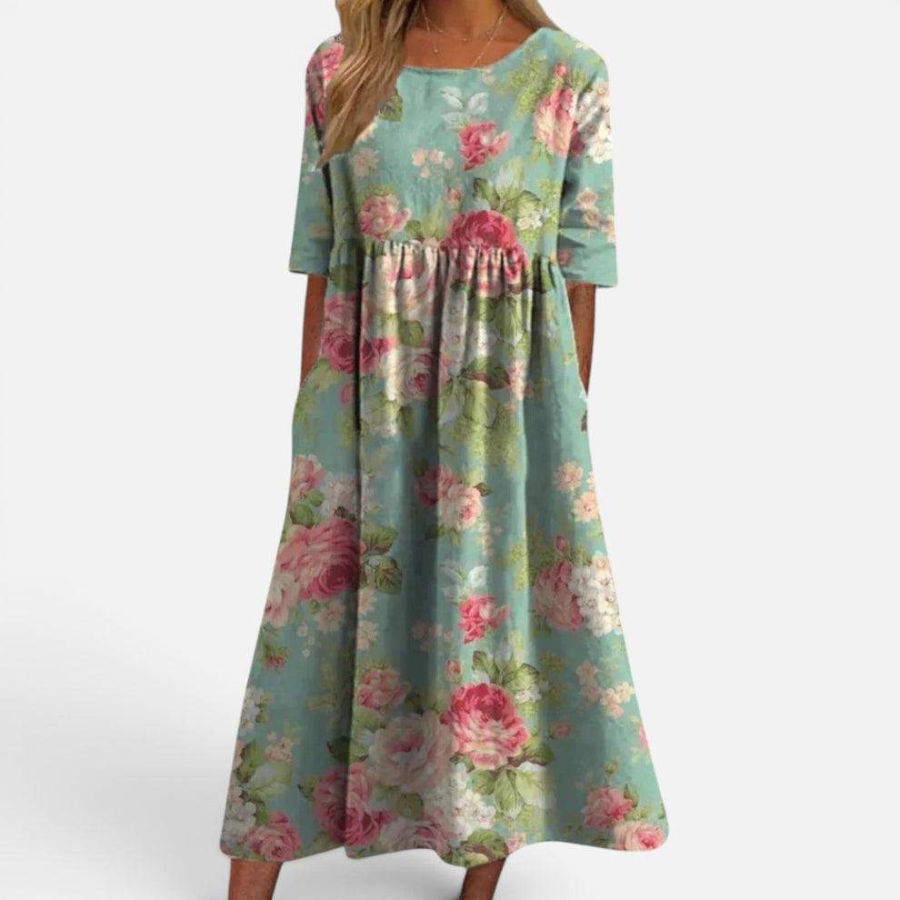 Presvell | Women's Relaxed Floral Midi Dress