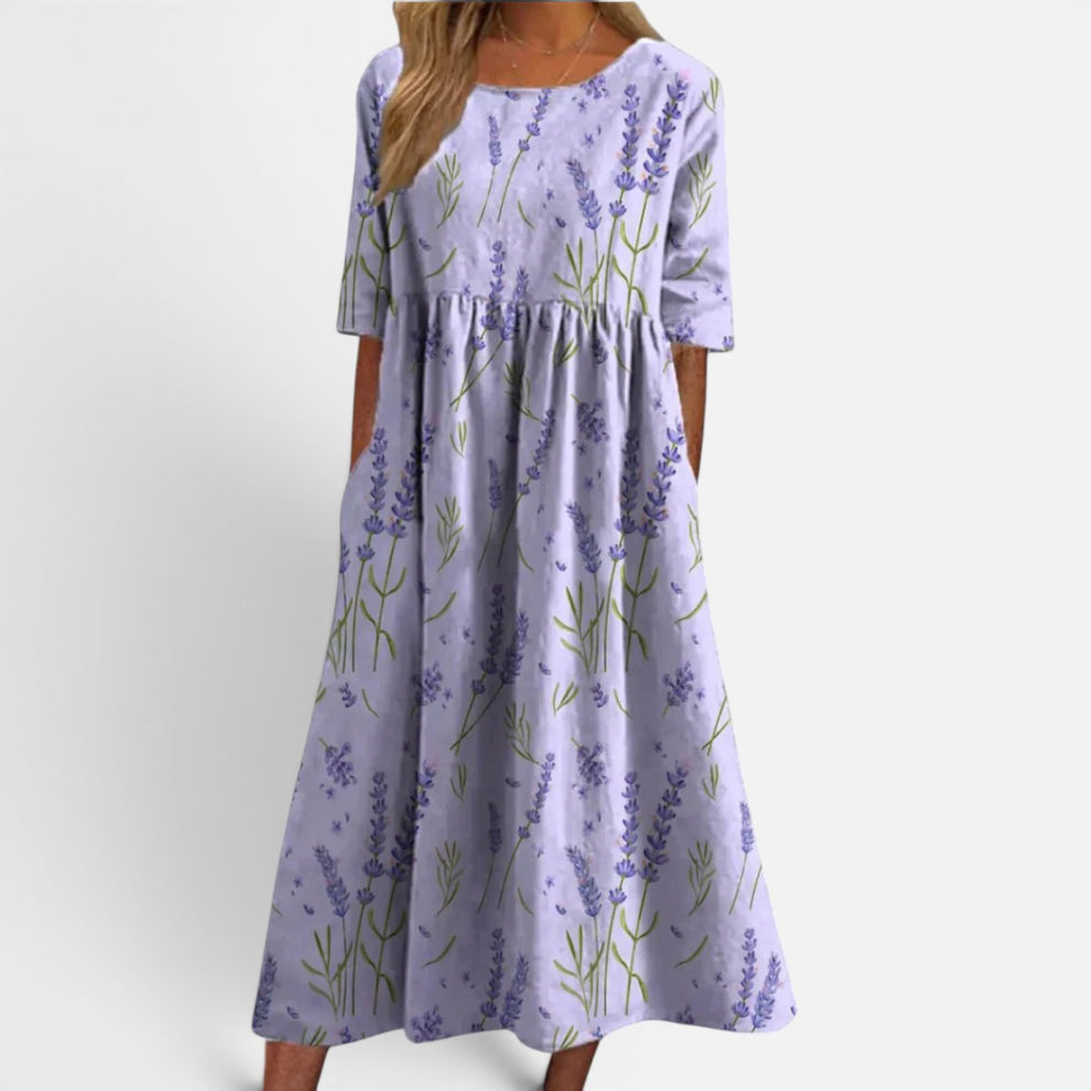 Presvell | Women's Relaxed Floral Midi Dress
