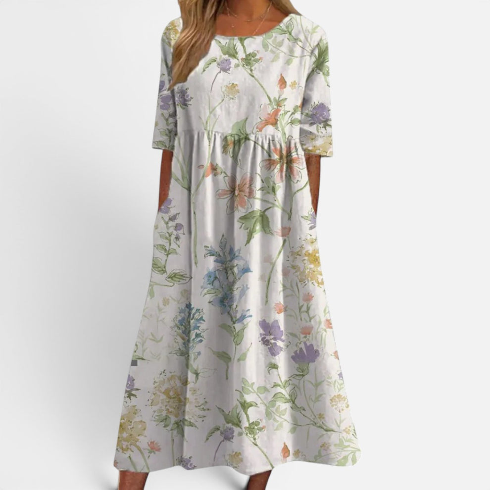 Presvell | Women's Relaxed Floral Midi Dress