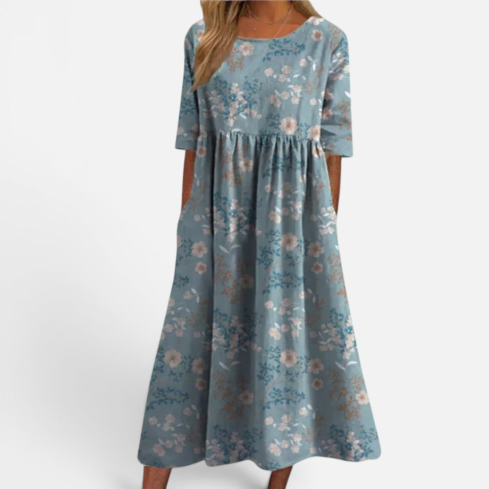 Presvell | Women's Relaxed Floral Midi Dress