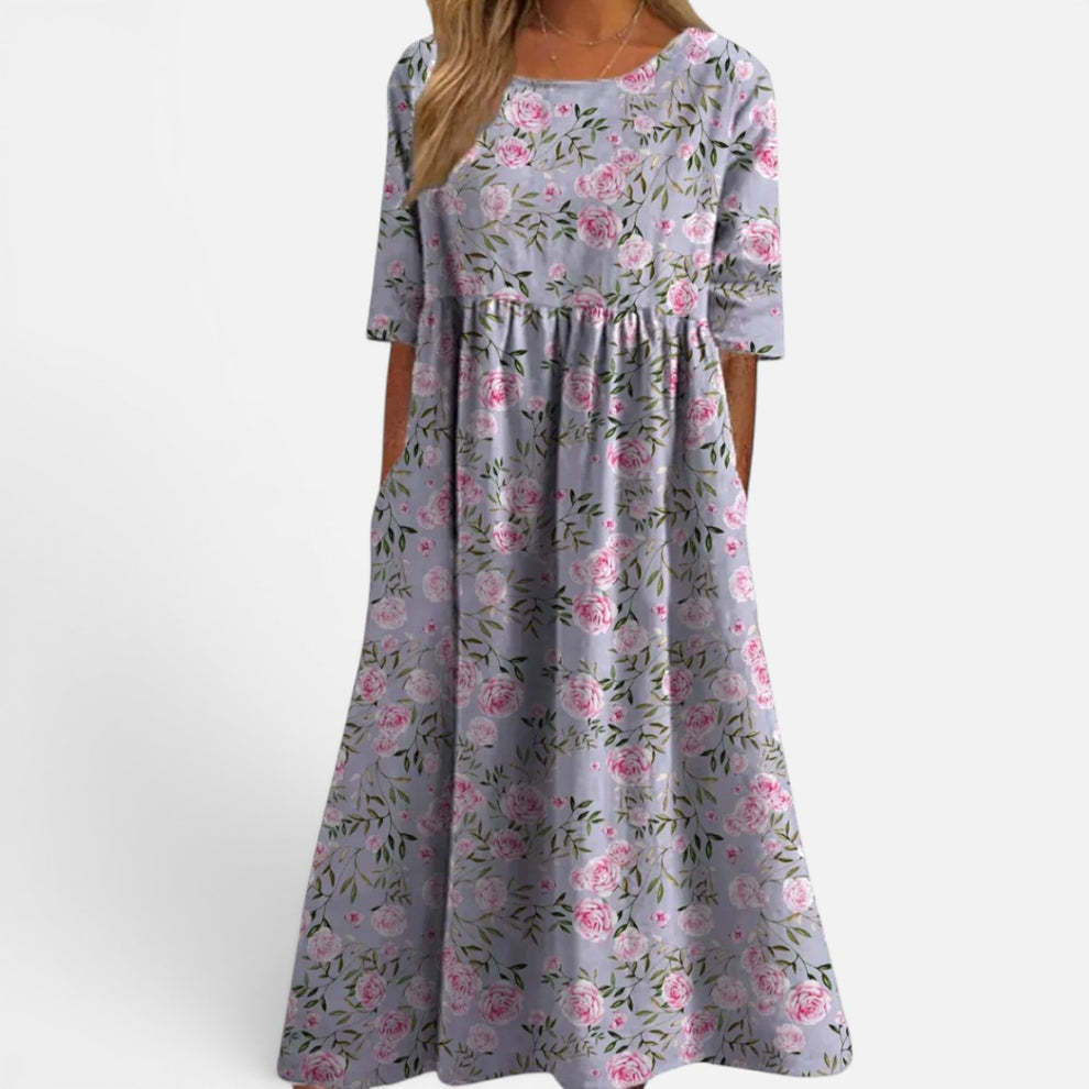 Presvell | Women's Relaxed Floral Midi Dress