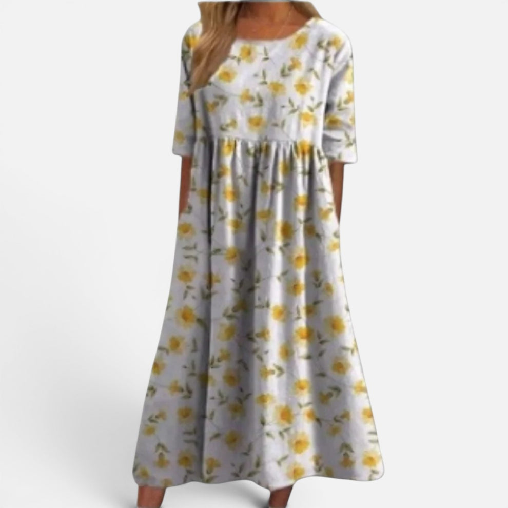 Presvell | Women's Relaxed Floral Midi Dress