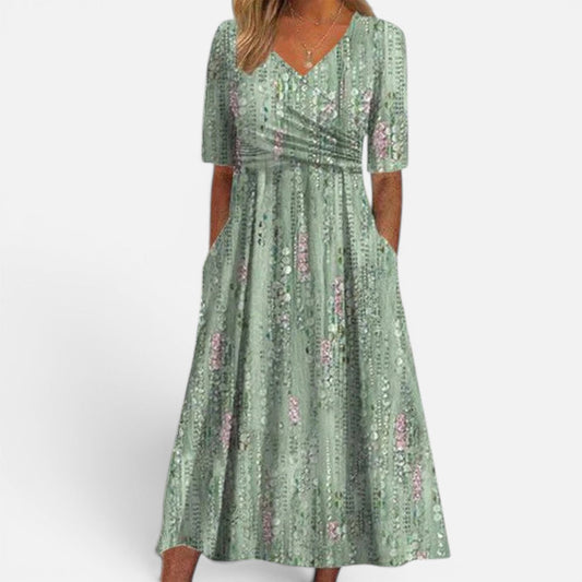 Presvell | Women's Elegant Floral Summer Midi Dress