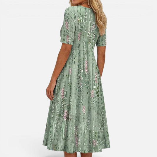 Presvell | Women's Elegant Floral Summer Midi Dress