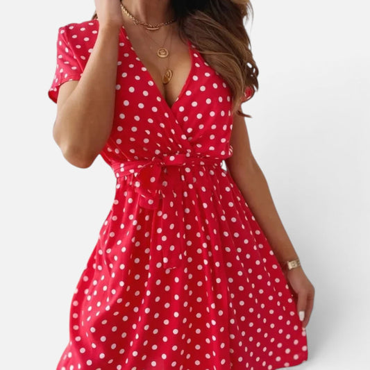 Presvell | Women’s Elegant Polka Dot Dress – Comfortable Lightweight Fit